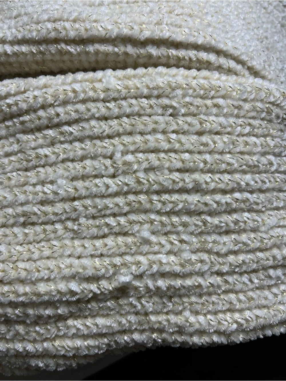 Badgley Mischka Cream Knit Sweater with Gold Threading